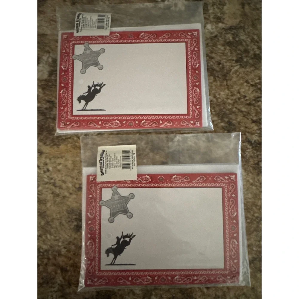 Oriental Trading Western Birthday Invitation Cowboy Sheriff Red‎ Bandana 24 ct